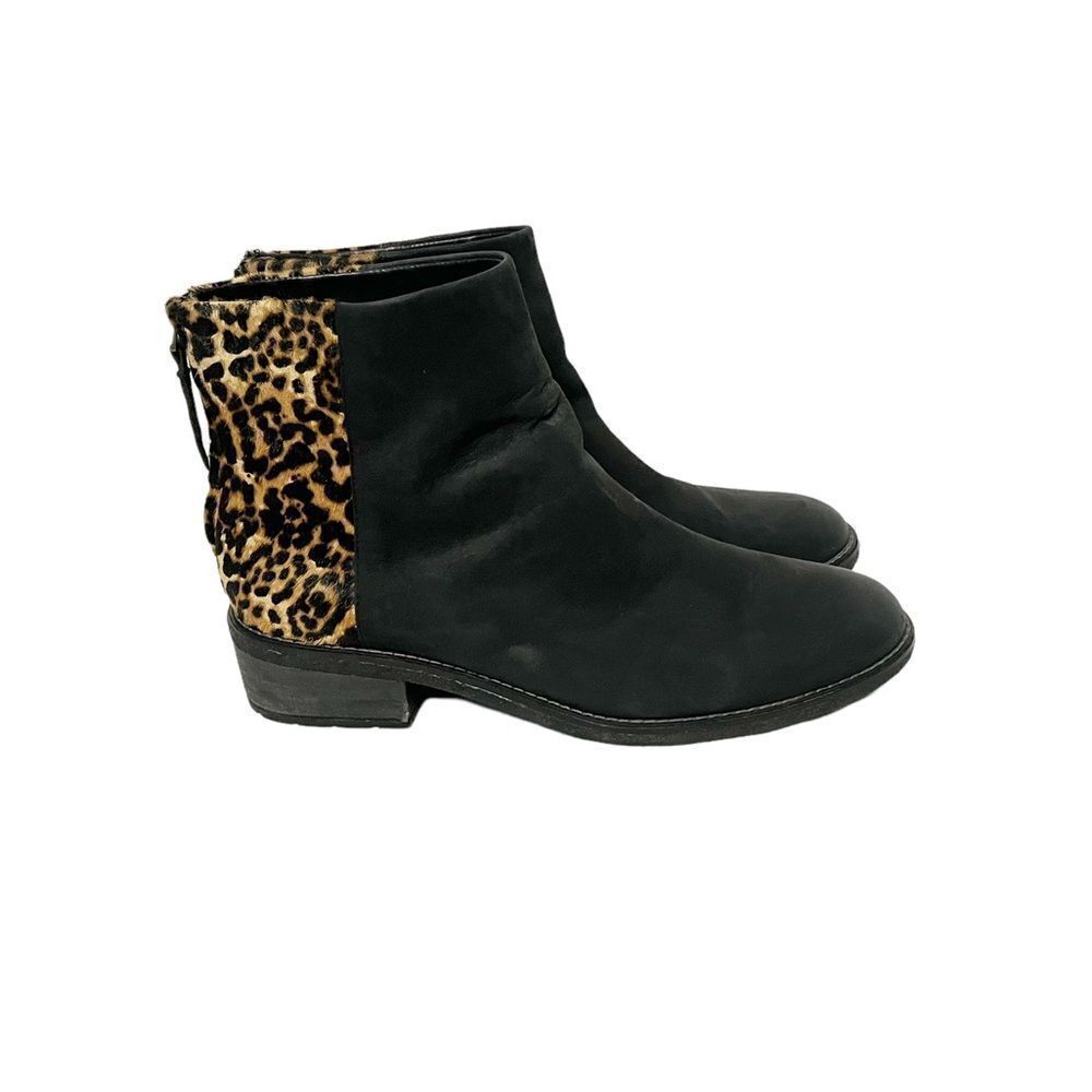 Sperry Maya Belle Black & Animal Leopard Print Chelsea Ankle Boot Size 11